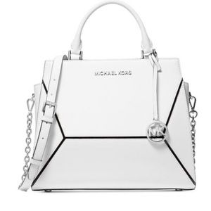 Michael Kors Prism Medium Satchel Crossbody. - White
